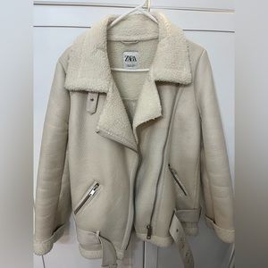 ZARA Double Faced Biker Jacket Ecru